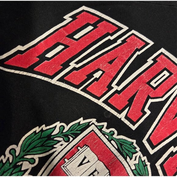 Vintage Harvard University Men’s M Veritas Graphic Black Sweatshirt Distressed - Picture 9 of 15